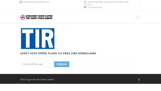 Çobanbey Tır Sırası Plaka Sorgula