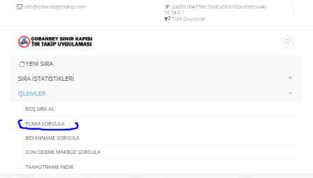 çobanbey sınır kapısı plaka sorgulama